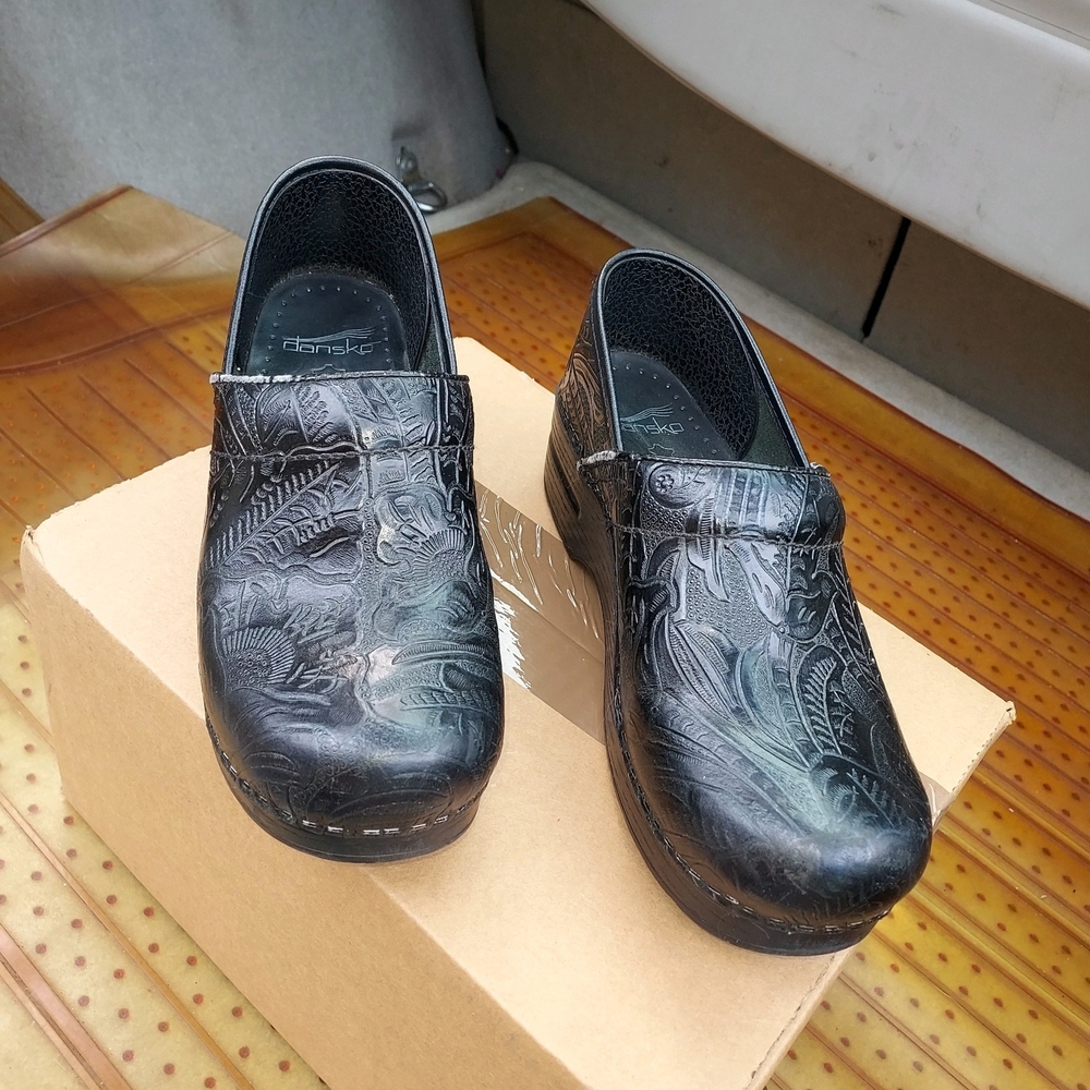 Dansko Black Embossed Clogs